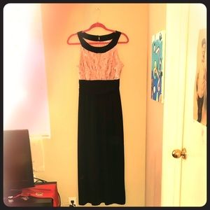 Rose Pink And Black Prom Dress